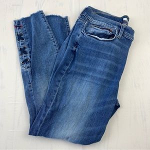 Tommy Hilfiger Denim Womens Blue Jeans Lace Up Raw Hem Skinny Size 16.